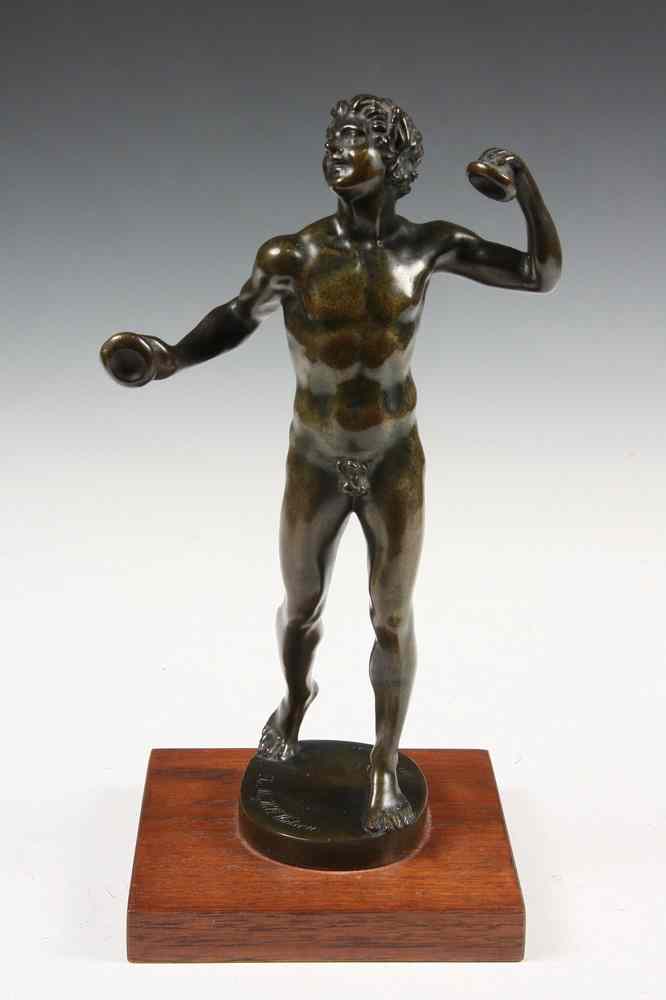 Appraisal: BRONZE STATUE - 'Dancing Pan with Cymbals' marked 'Del Nero