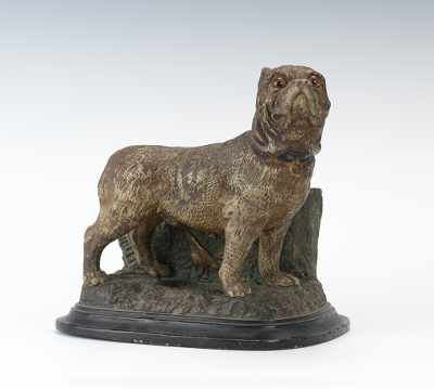 Appraisal: Standing Dog Figural Match-strike Terracotta with matte finish glaze in