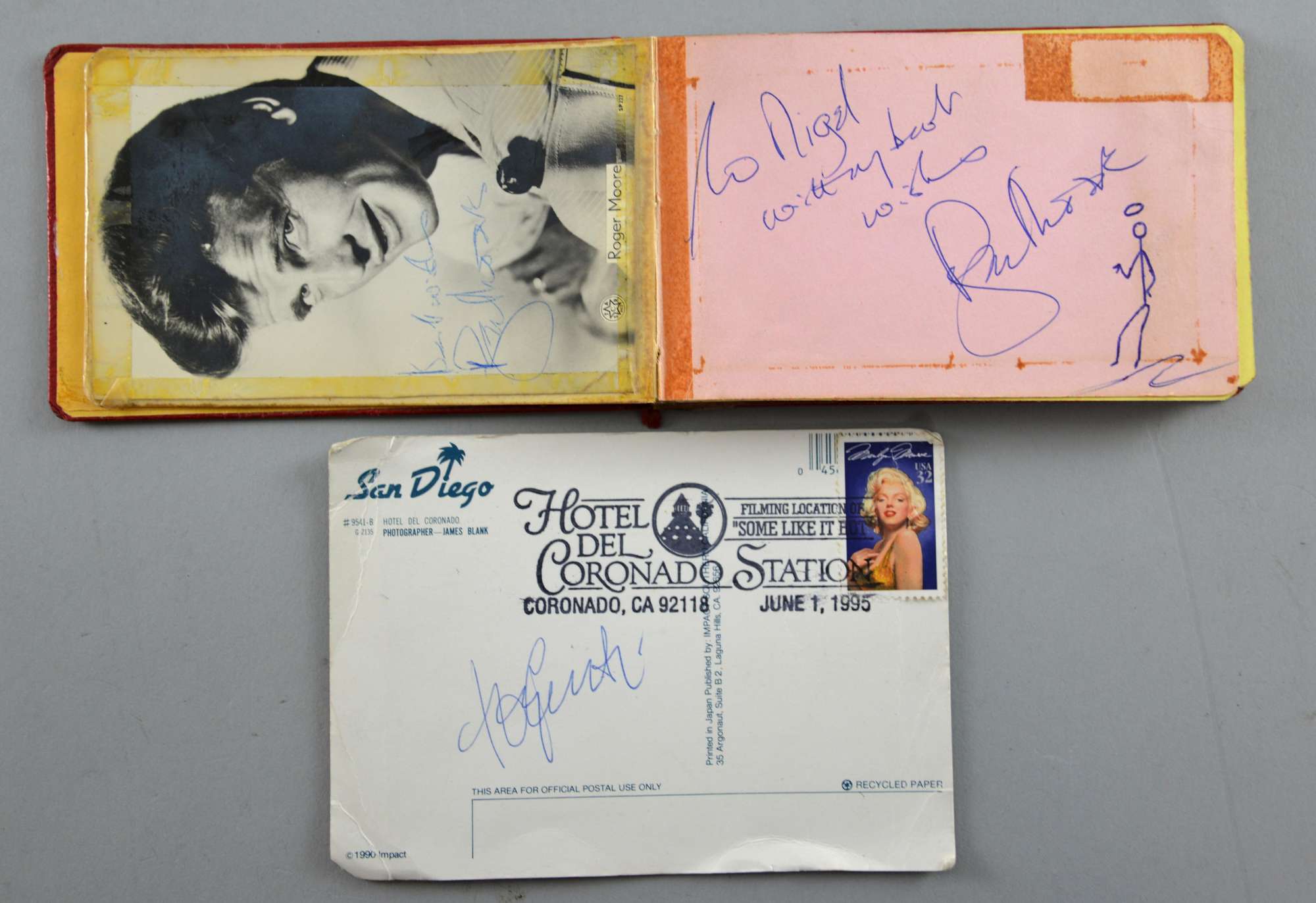 Appraisal: Autograph book with over signatures including Roger Moore Tony Curtis