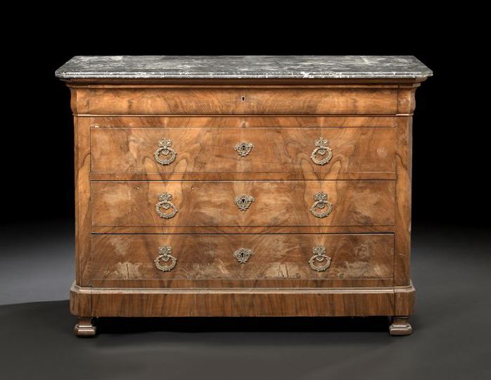 Appraisal: Louis-Philippe Walnut and Marble-Top Commode second quarter th century the