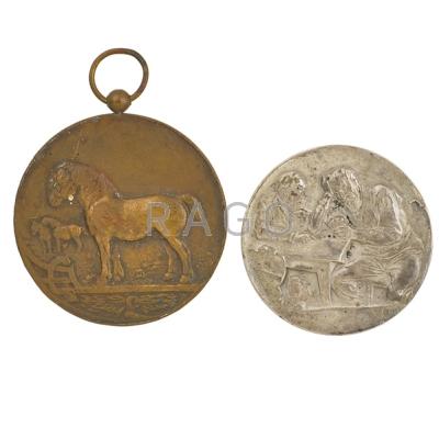 Appraisal: SPORTING AND ANIMAL RELATED MEDALS Fourteen including bronze tennis American