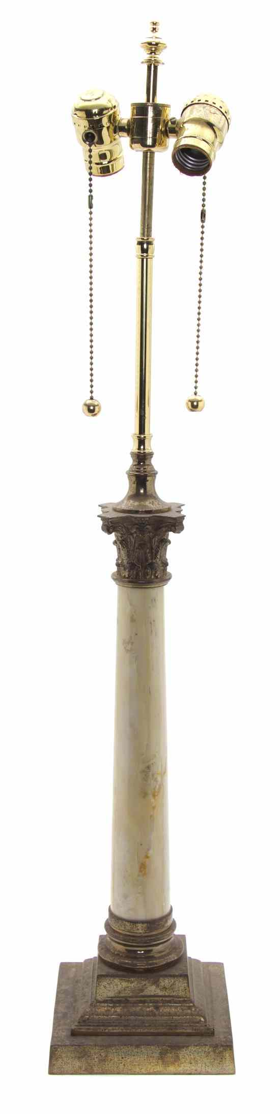 Appraisal: A Marble Corinthian Column raised on a stepped square base