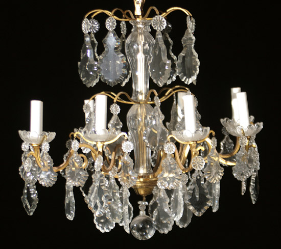 Appraisal: Continental Gilt Metal and Cut Glass Eight-Light Chandelier First Quarter