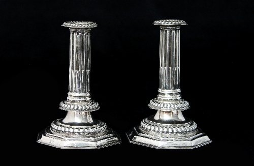 Appraisal: A pair of William and Mary silver candlesticks makers mark