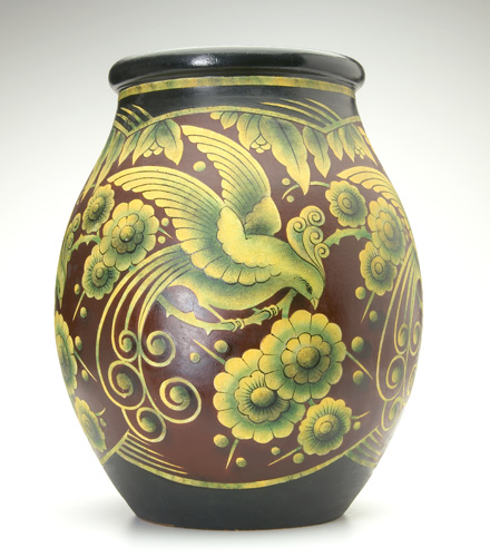 Appraisal: JULIUS ERNEST CHAPUT BOCH FRERES Ovoid floor vase painted with