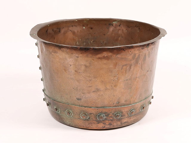 Appraisal: A VICTORIAN BEATEN COPPER LOG BIN with studded detail cm