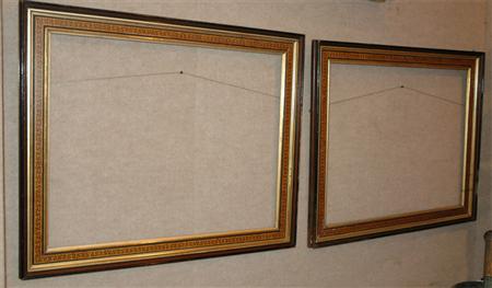 Appraisal: Pair of Inlaid Ebonized and Parcel Gilt Picture Frames Estimate