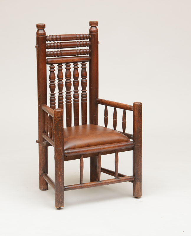 Appraisal: CHARLES I STYLE OAK TURNERS CHAIR The top rail with