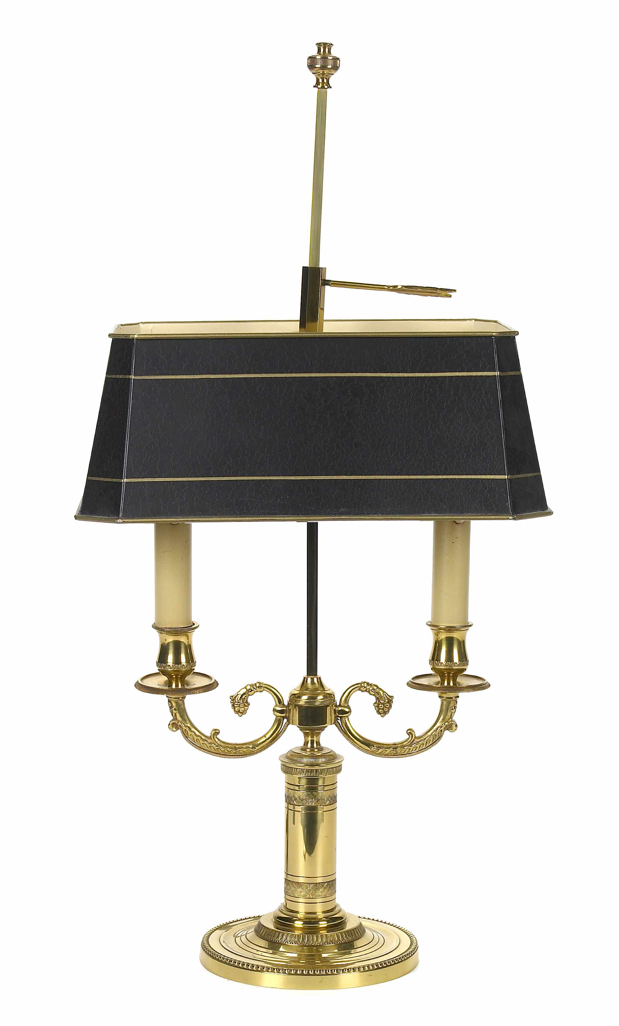 Appraisal: A Louis XVI style brass lamp with tole shade height