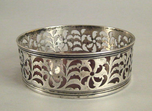 Appraisal: Silver wine coaster early th c with maker's mark G