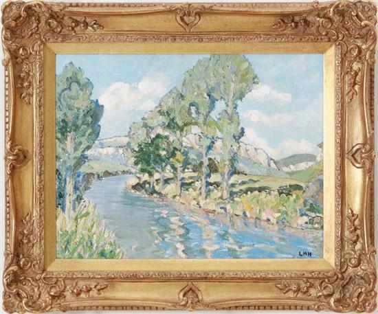 Appraisal: Letitia Hamilton Irish - RIVER LANDSCAPE oil on board framed