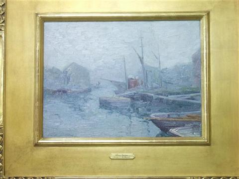 Appraisal: JAMES GOODWIN MCMANUS AMERICAN - SILVERY HARBOR GLOUCESTER Oil on