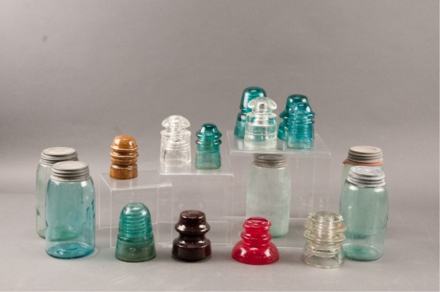 Appraisal: Assortment of Glass Insulators and Ball Jars Contains pieces Glass