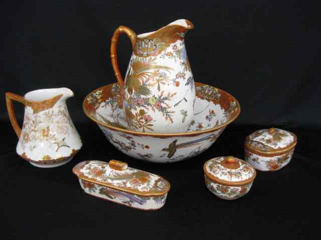 Appraisal: pc Japanese Kutani or ''Red Imari'' PorcelainWash Set includes ''