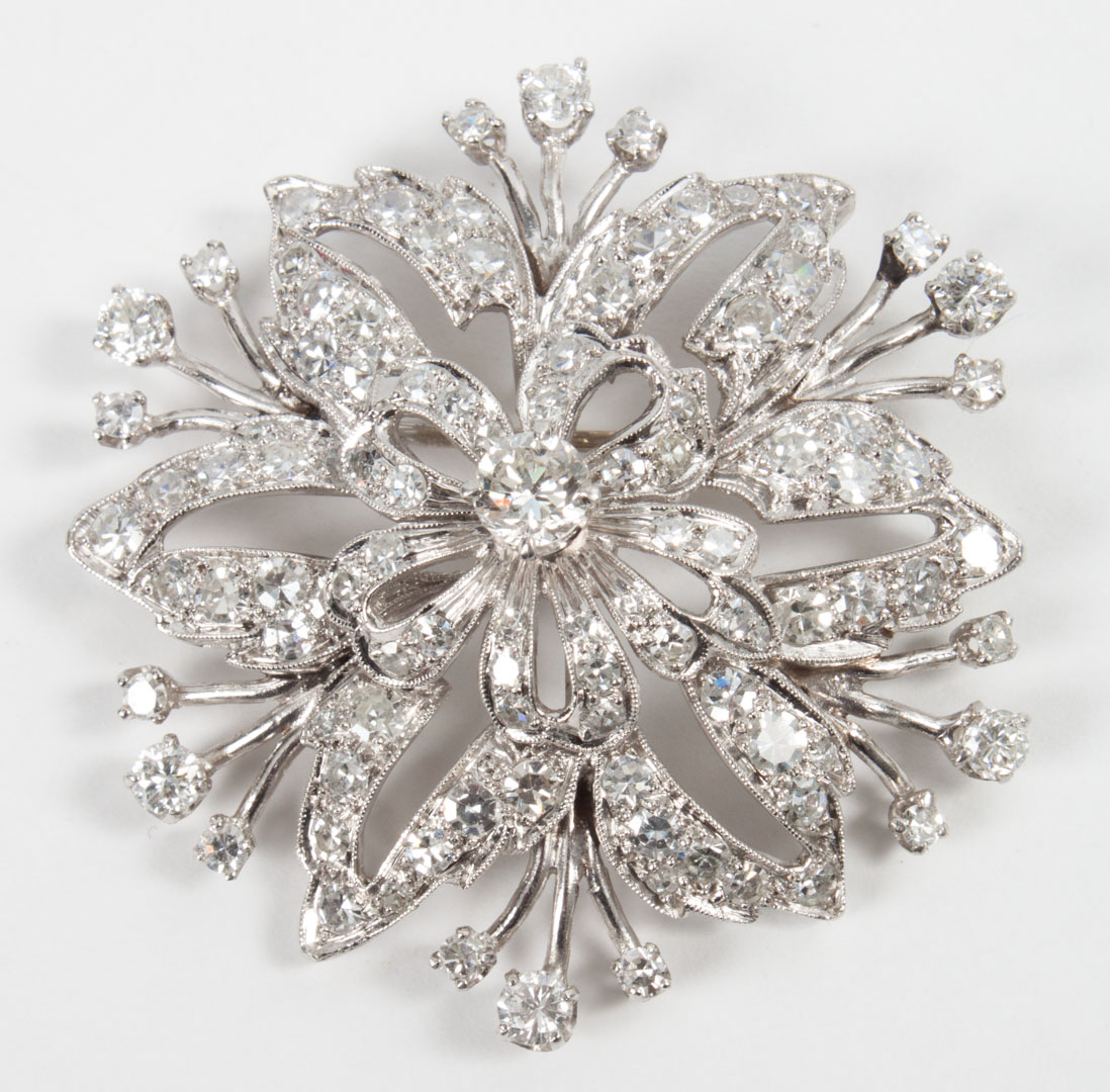 Appraisal: Diamond snowflake brooch pendant set in platinum in W grams