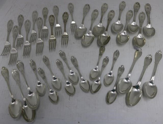 Appraisal: LOT OF THIRTY PIECES OF COIN SILVER FLATWARE BYHENRY HEBBARD