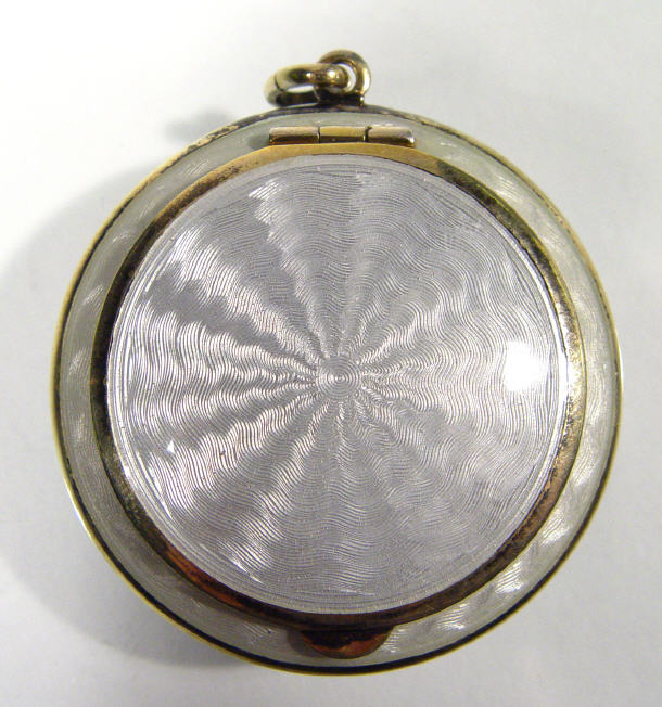 Appraisal: Silver and light blue enamel pendant compact