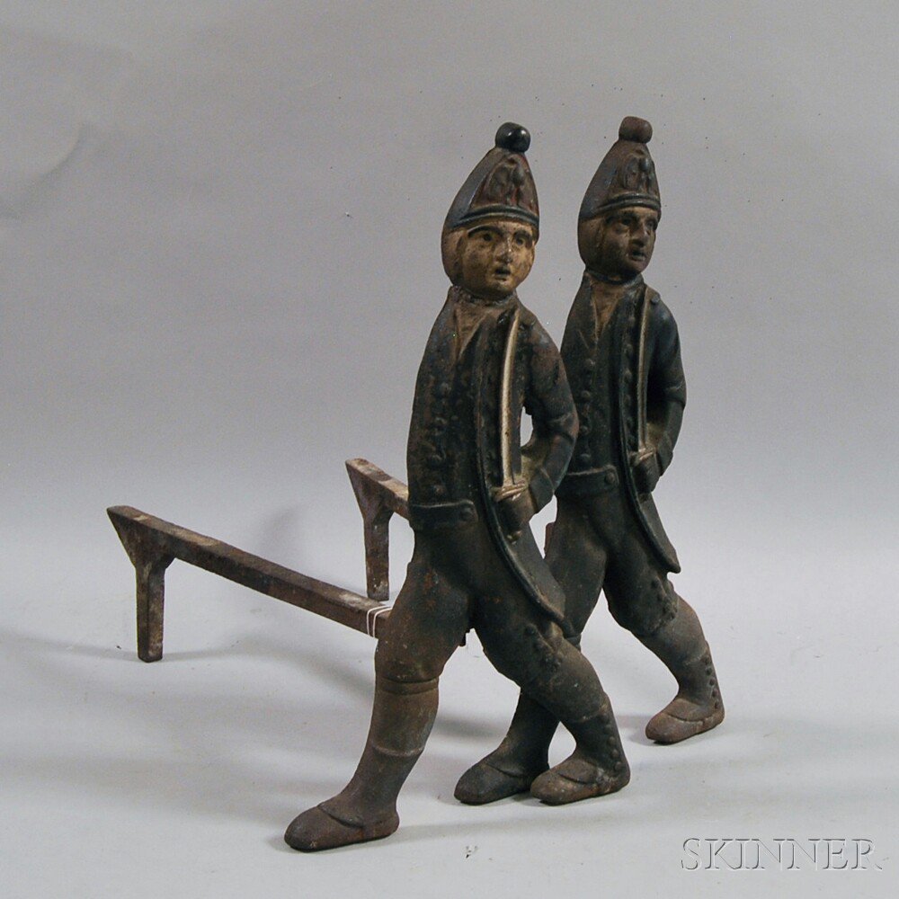 Appraisal: Pair of Hessian Andirons th century ht wd dp in