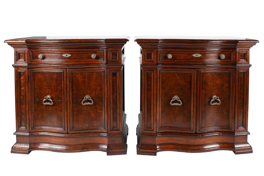 Appraisal: PAIR OF HENREDON ITALIAN BAROQUE-STYLE CABINETSmanufacturer's mark to drawer interior