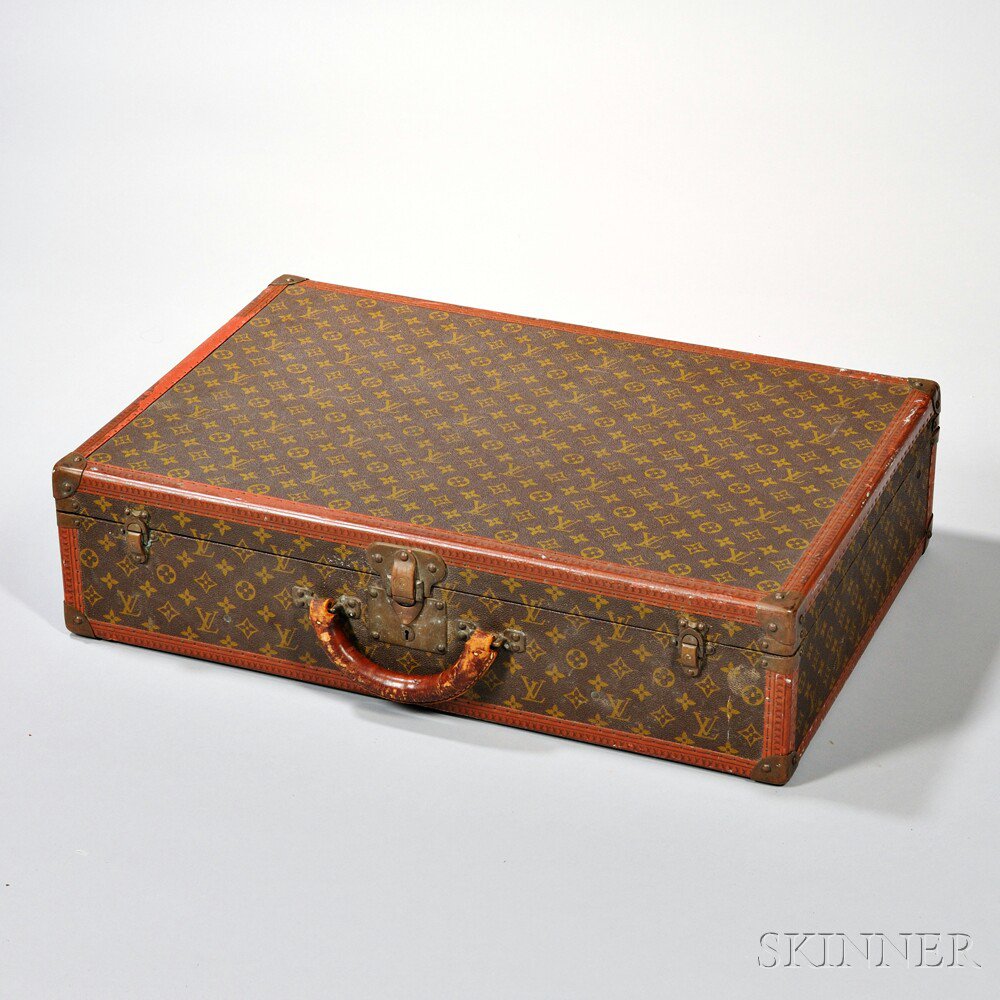 Appraisal: Louis Vuitton Suitcase France th century LV monogram canvas serial