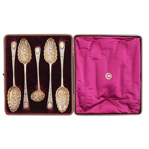 Appraisal: A Victorian chased and parcel gilt five-piece silver 'berry' service