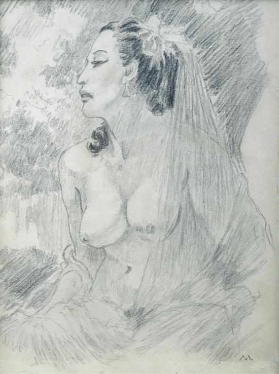 Appraisal: Norman Lindsay - Rita Seated pencil on paper initialled 'N