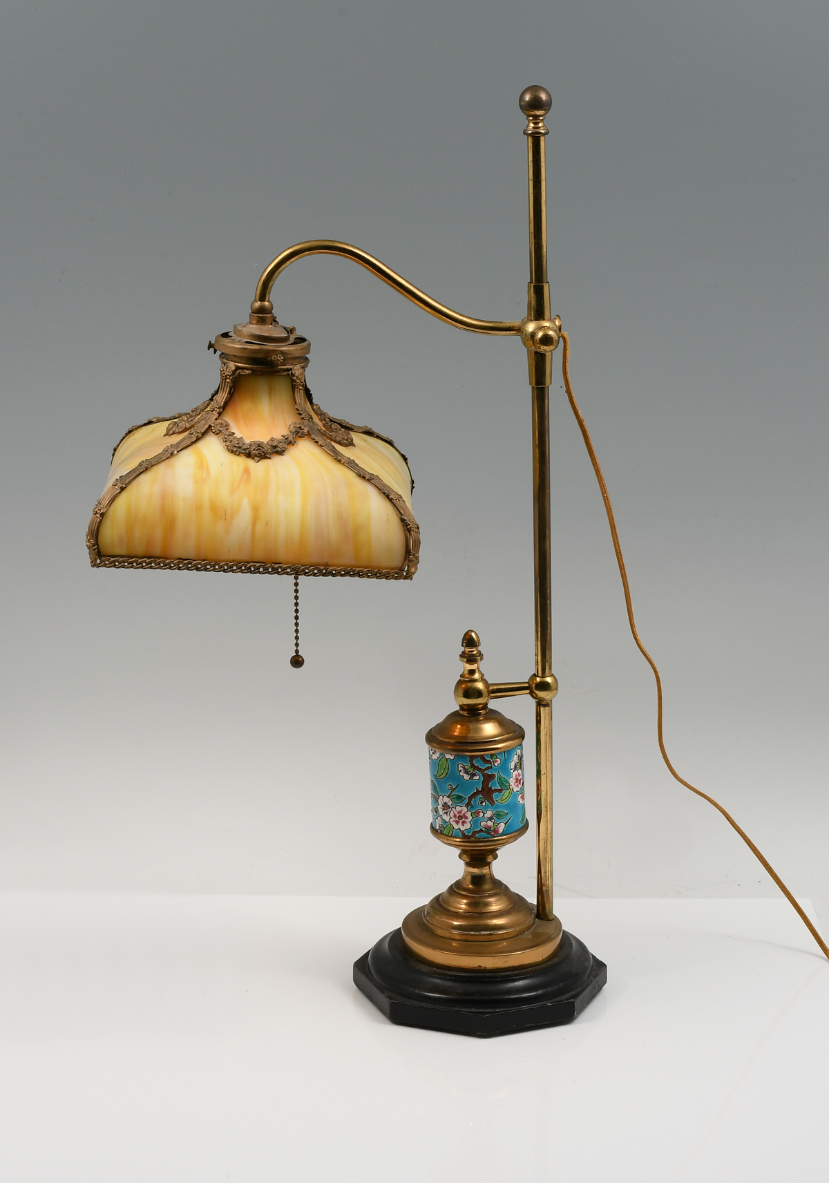 Appraisal: LONGWY PORCELAIN BRASS DESK LAMP Longwy enameled cylinder having an