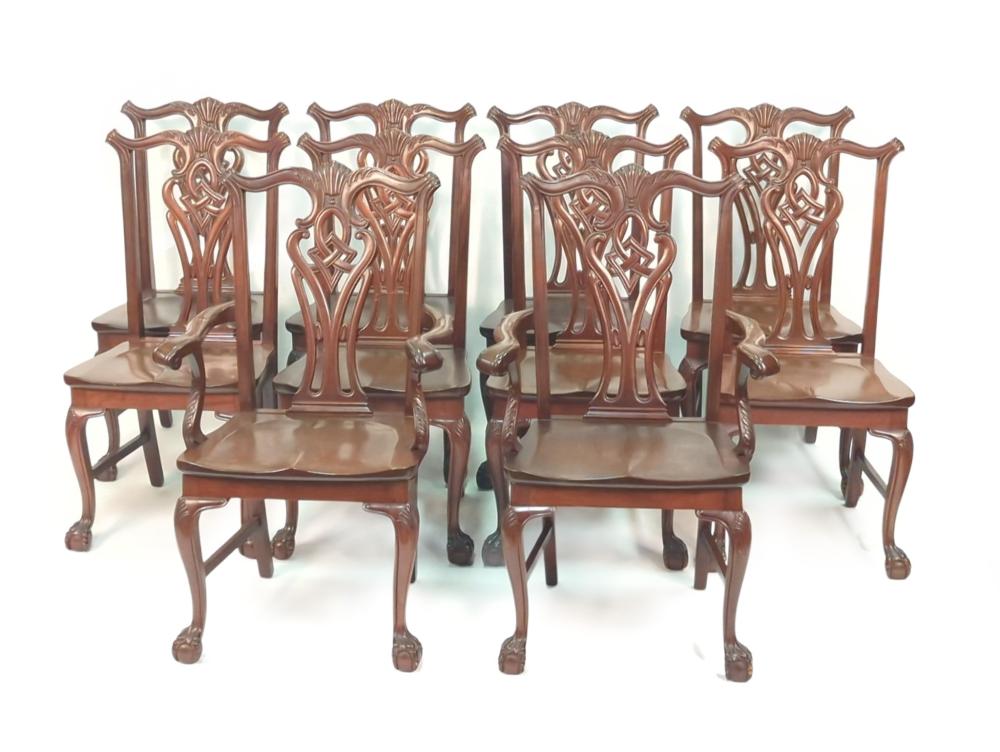 Appraisal: SET OF CHIPPENDALE STYLE MAHOGANY DINING CHAIRS WITH CLAW AND