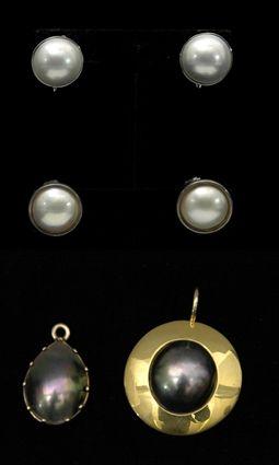 Appraisal: Two Pairs of White Gold and Pearl Earrings together with