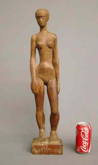 Appraisal: Folk art wooden carving woman '' Ht