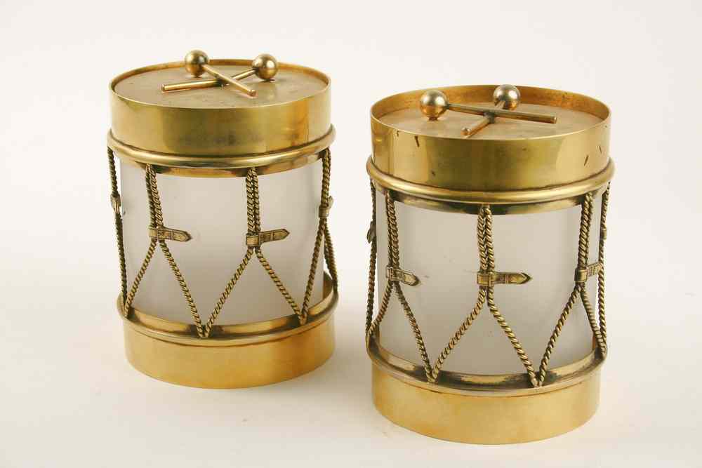 Appraisal: JARS - Pair of drum form jars frosted glass and