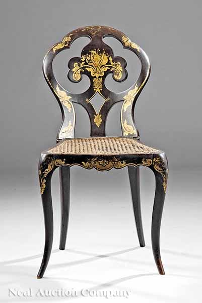 Appraisal: A Napoleon III Lacquer and Gilt Music Room Chair mid-