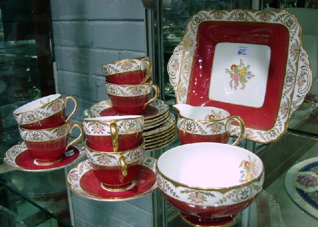 Appraisal: A Copeland Spode part tea set with red ground gilt