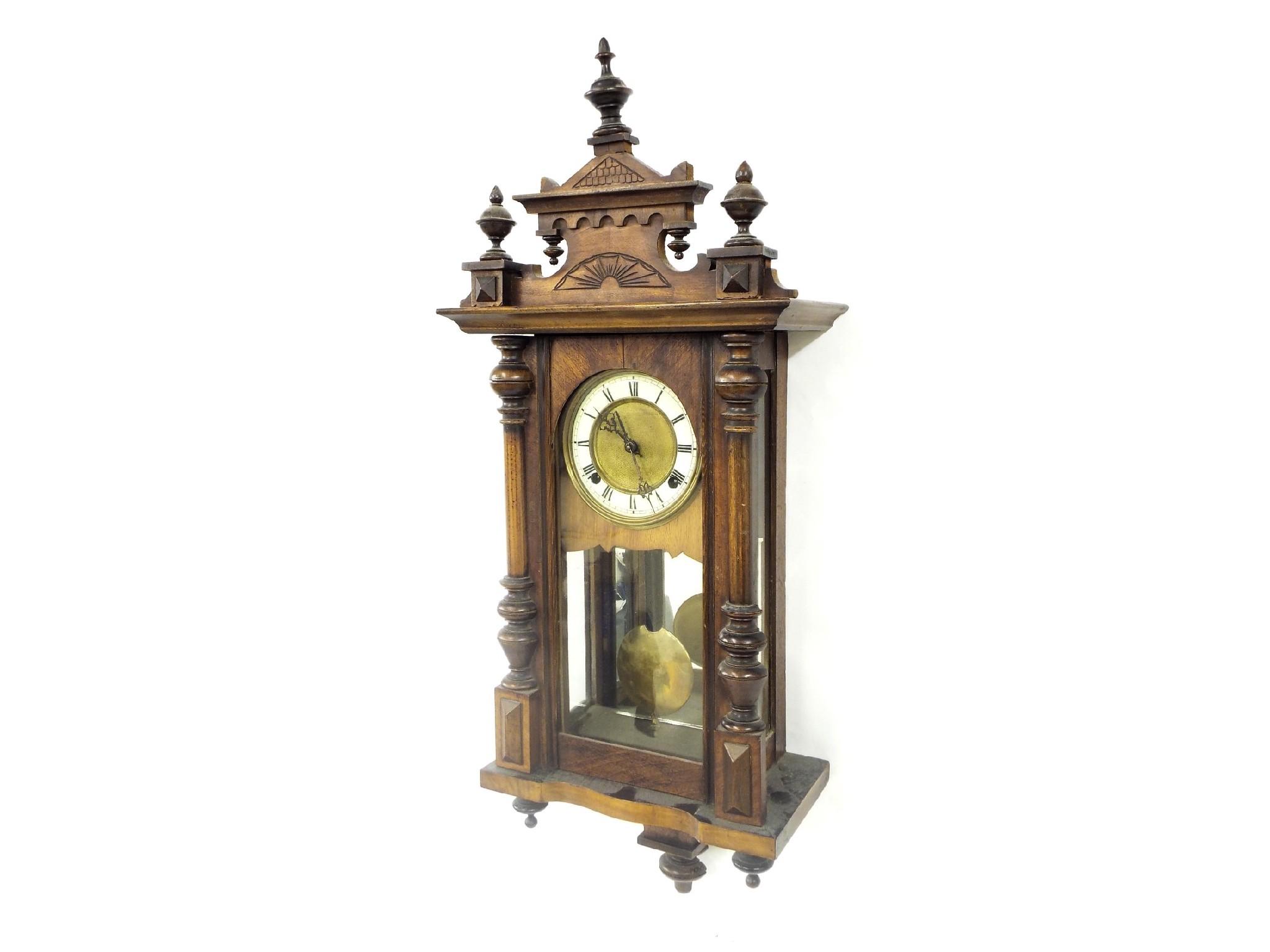 Appraisal: Walnut Vienna two train wall clock the cream chapter ring