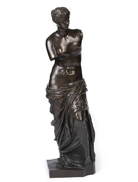 Appraisal: A French patinated bronze model of the Venus de Milo