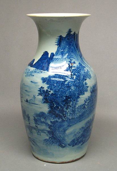 Appraisal: A blue and white porcelain baluster vase th Century Painted