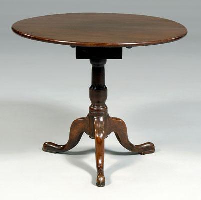 Appraisal: Queen Anne tilt-top tea table mahogany with mahogany and oak