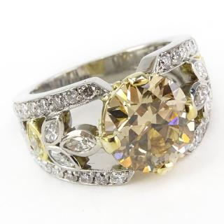 Appraisal: GIA Certified Carat Fancy Brownish Yellow Diamond and Platinum Engagement