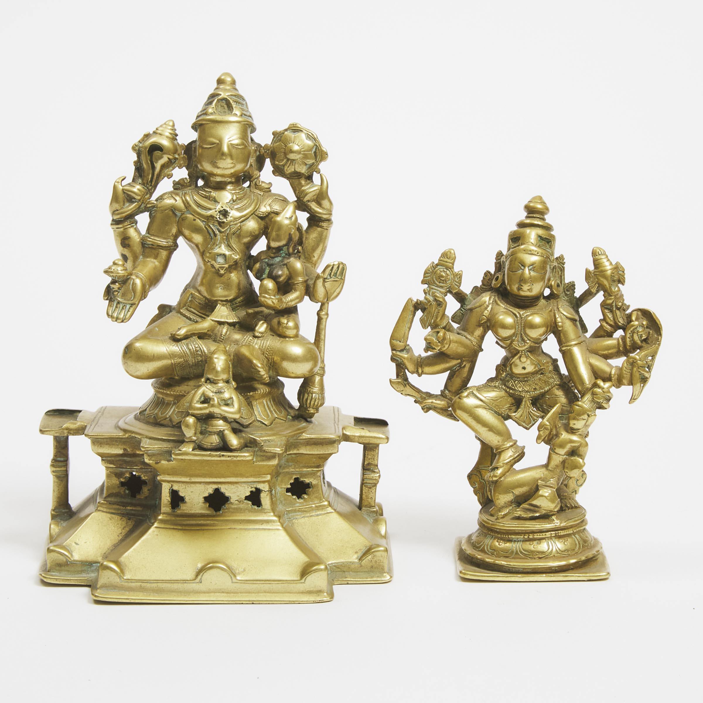 Appraisal: Two Indian Bronze Figures of Durga and Vishnu Maharashtra th