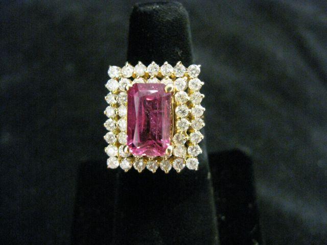 Appraisal: Ruby Diamond Ring emerald shape ruby weighing carat surrounded by