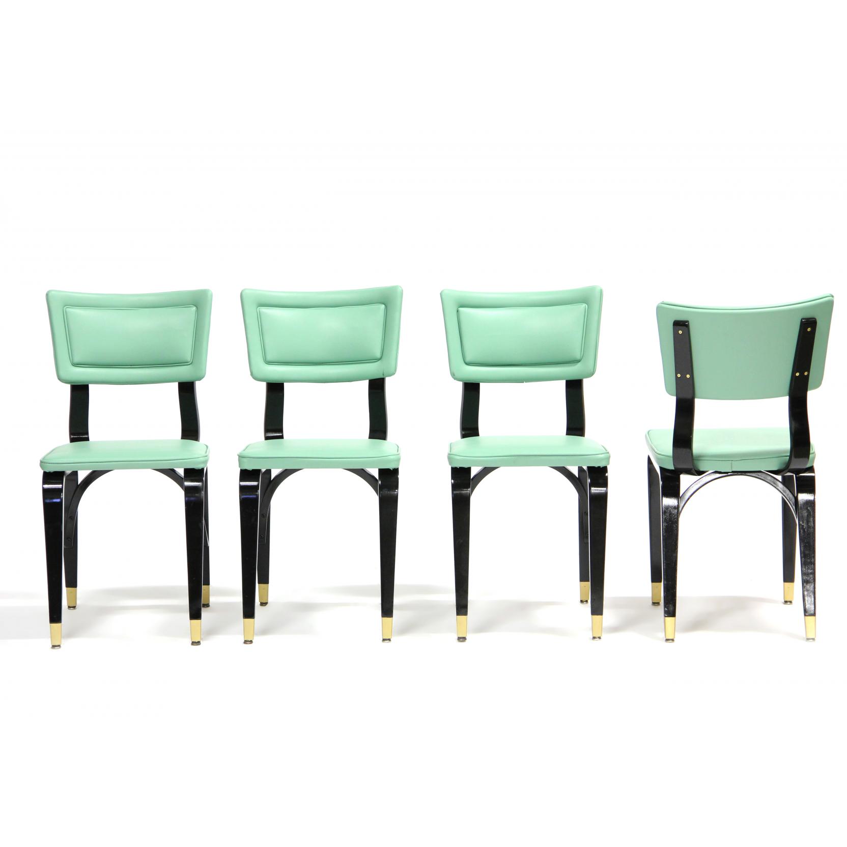 Appraisal: Thonet Four Mid Century Bentwood Chairs s teal naugahyde upholstery