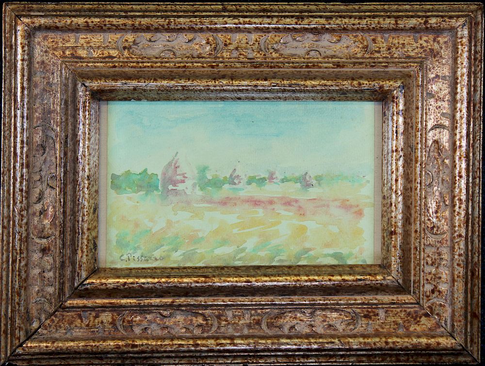 Appraisal: European School Signed Watercolor of a Field European School Signed