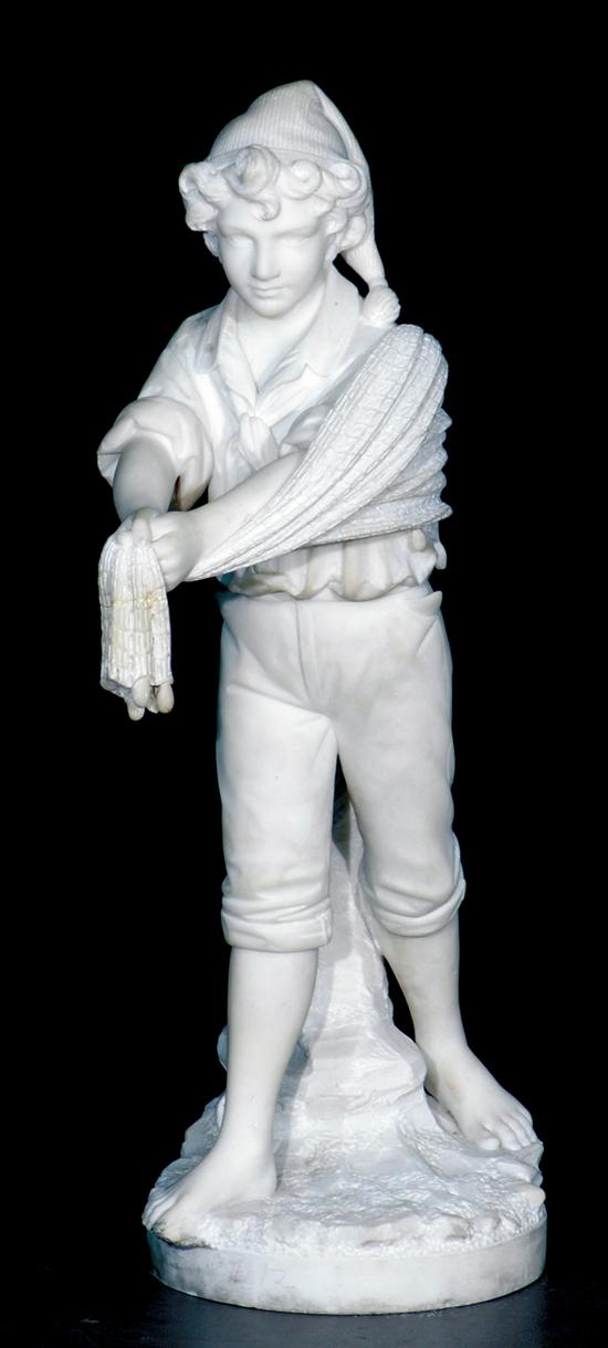 Appraisal: Italian school late th century YOUNG FISHERMAN WITH NET carved