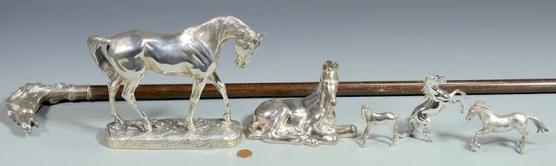 Appraisal: Sterling Silver Equestrian Items st item Sterling silver horse head