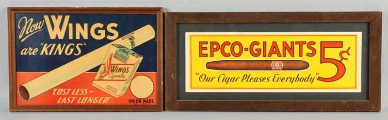 Appraisal: Lot of Cardboard Tobacco Signs Description Includes Wings Cigarettes and