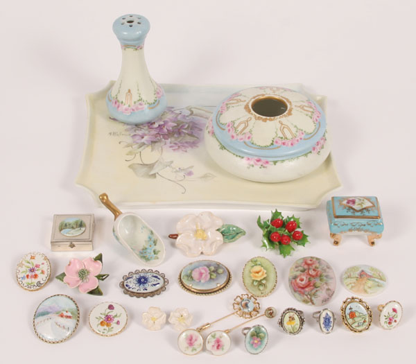 Appraisal: Lot of pieces vintage and antique hand painted porcelain Lot