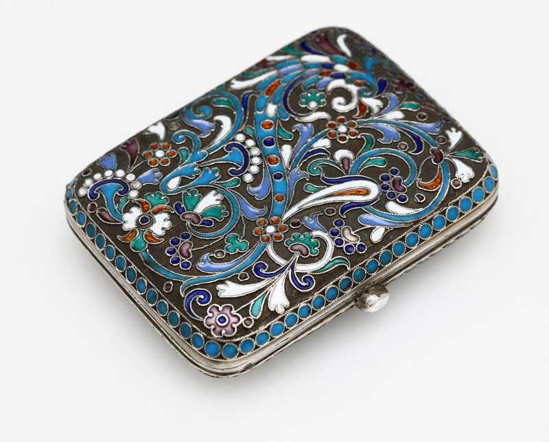 Appraisal: A Russian silver and cloisonne enamel powder compact - with