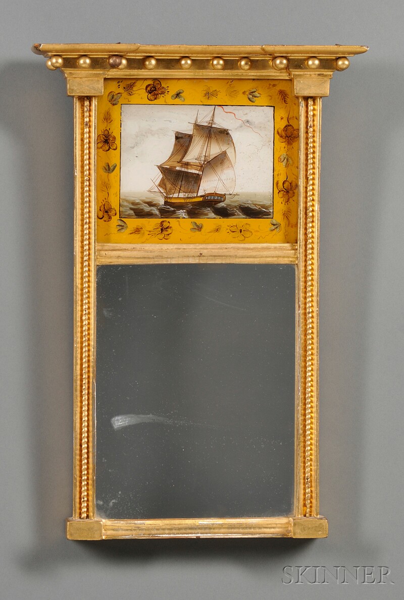 Appraisal: Diminutive Federal Gilt-gesso Mirror probably Massachusetts c - the tablet