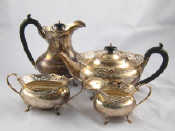 Appraisal: A silver four piece teaset of oval bellied form with