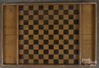 Appraisal: Painted pine gameboard th c retaining its original yellow and